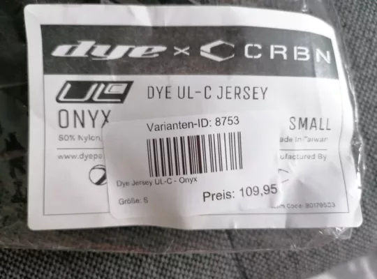 Jersey Dye Carbon onyx NEU! Größe: S